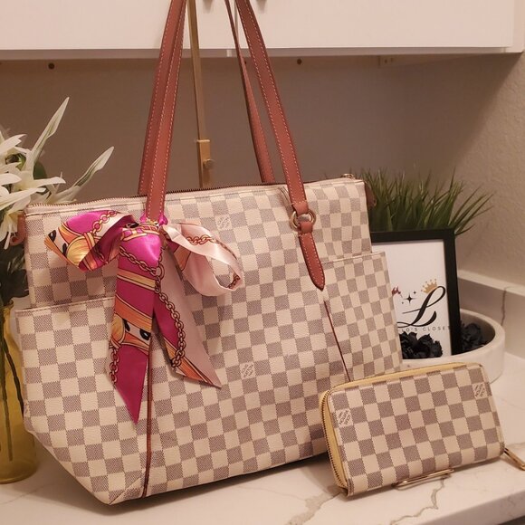 LV23-Louis Vuitton Damier Azur Totally + Wallet - Picture 2 of 4